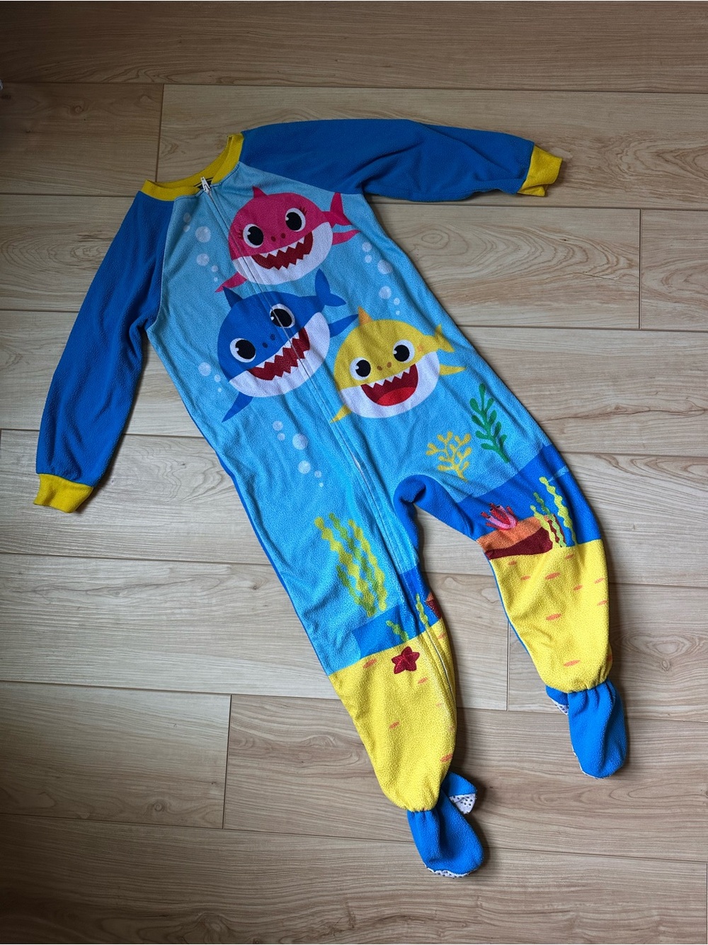 Nickelodeon Baby Shark Footed One-Piece Pajamas - Blue, Yellow & Pink
